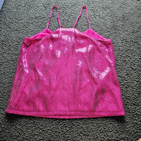 Boston Proper Pink Sequin Sparkle Top M - Picture 2 of 5